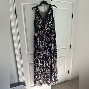 Adrianna Papell Mixed Fabric Maxi Dress